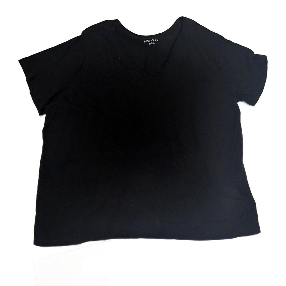 Ava & Viv Black V-Neck T-Shirt Size 3X